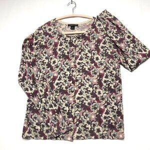 August Silk Womens Floral Cardigan With Pearl Buttons XL Pink Mauve Excellent